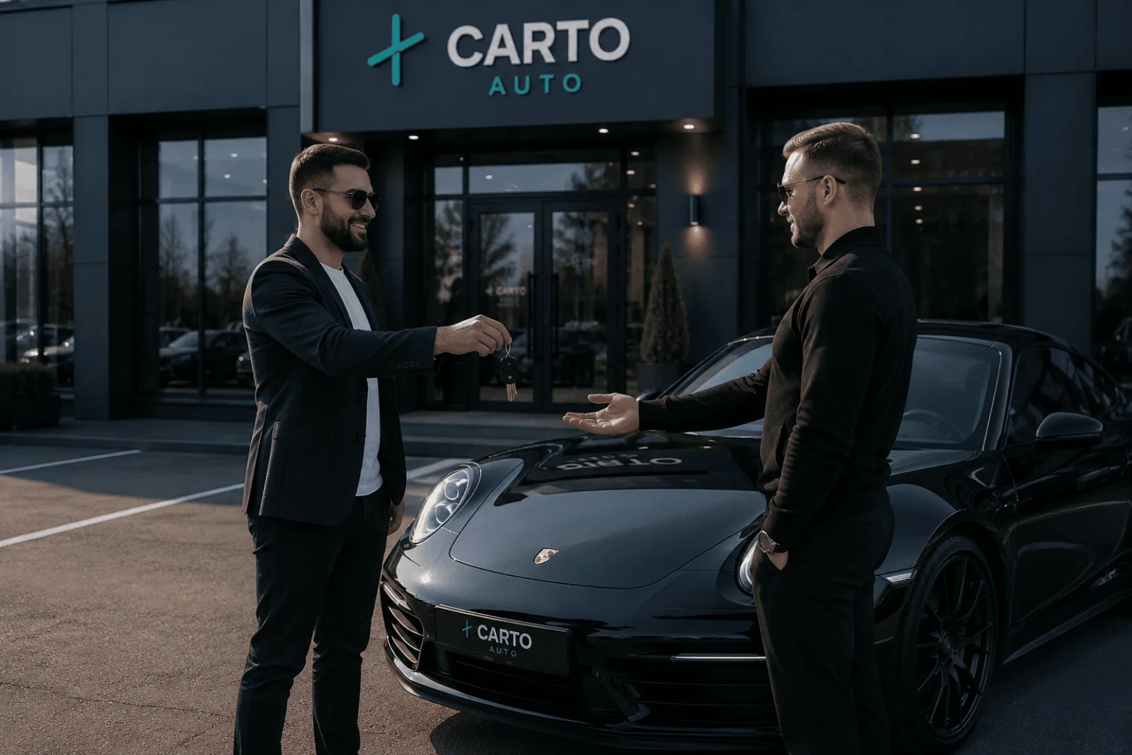 Выдача Porsche клиенту у офиса CARTO
